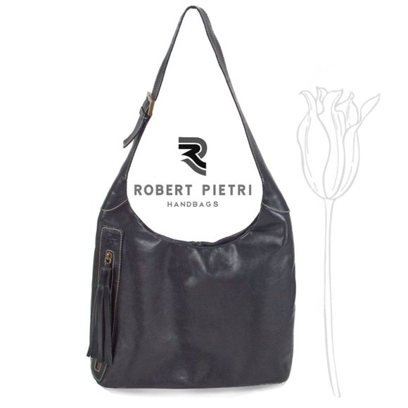 ROBERT  PIETRI Spain Side Zipper Leather Shoulder Hobo Bag - Picture 1 of 12